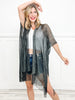 Waiting On A Wire Glitter Tessle Mesh Loose Fit Kimono Cover Up Top