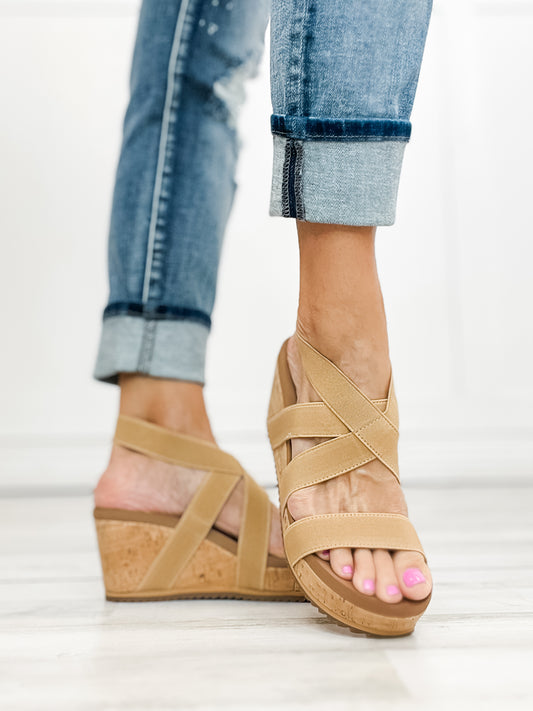 Corkys Quirky Wedge Sandal In Camel - 30A