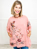 Must Have Been Love Round Neck Short Sleeve Top with Floral Embroidery Detail