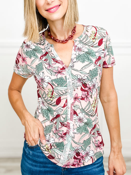 Catch Your Eye Short Sleeve Knit Floral Print Top