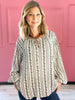 Bohemian Round Split Neck Flare Top with Balloon Sleeves