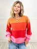I've Got Sunshine Bold Rainbow Stripe Oversized Knit Sweater Top