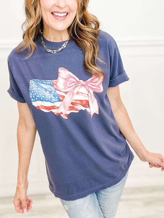 America The Beautiful With a Bow Graphic Tee