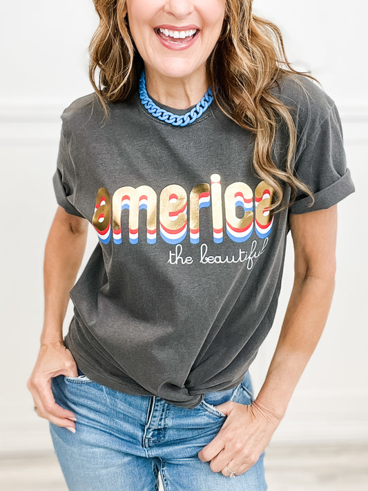 America The Beautiful Gold Foil Graphic Tee