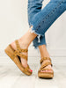 Corkys Revolve Wedge Sandals with Metal Stud Embellishments in Caramel - 30A