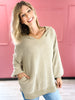 Fall Vibing Popcorn Textured V-Neck Hooded Sweater Top
