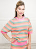 Colorful Short Sleeve Sweater Top with Capri Pants Set