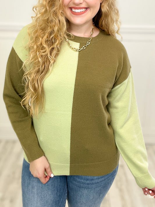 Two-Tone Round Neck Sweater